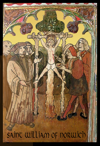 Wiiiam of Norwich 
Image from Holy Trinity church, Loddon, Norfolk
Image © J.J.Cohen https://www.inthemedievalmiddle.com/