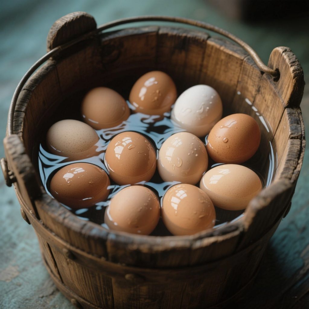 AI image of a C16th pale with water and eggs
