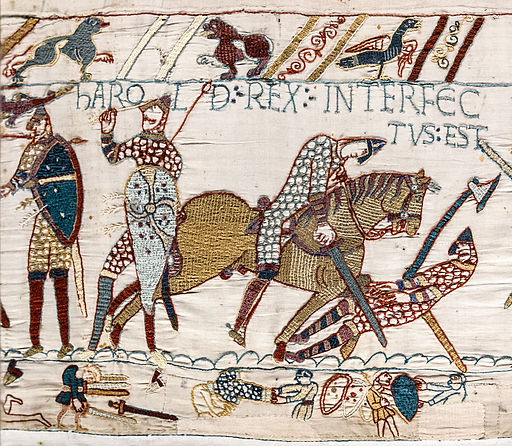 Bayeux Tapestry - Scene 57: Harold death. Wikimedia Commons