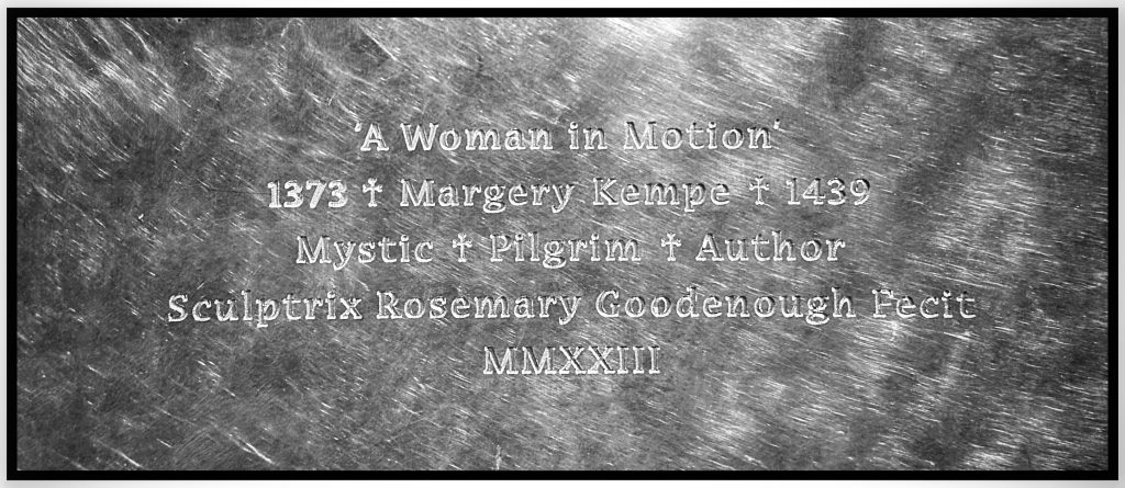 Inscription, Margery Kempe Sculpture 
Photo © James Rye 2026