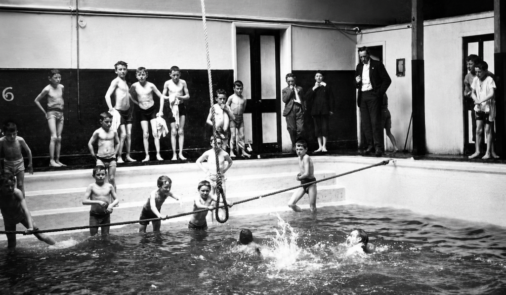 Bathers in the 1856 pool hidden inside the Conservatory Board Building, King’s Lynn