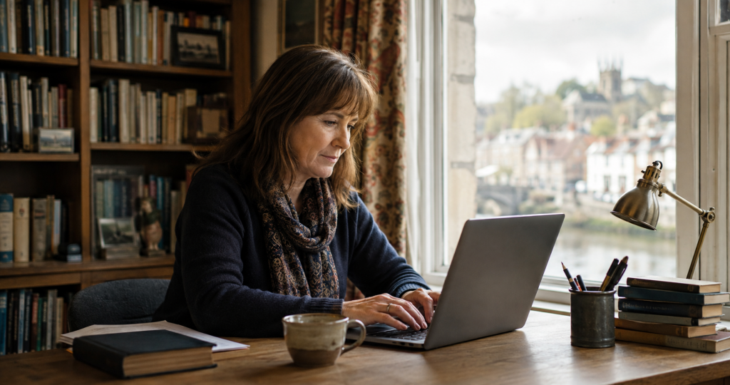 AI image of a novelist at work