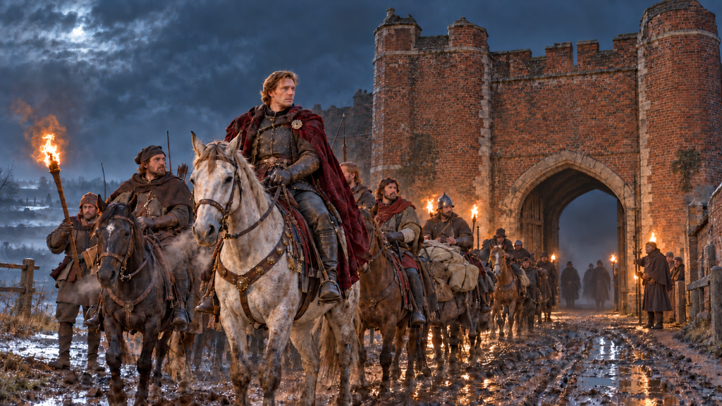AI generated image of Edward IV arriving in Lynn on 30 September, 1470.